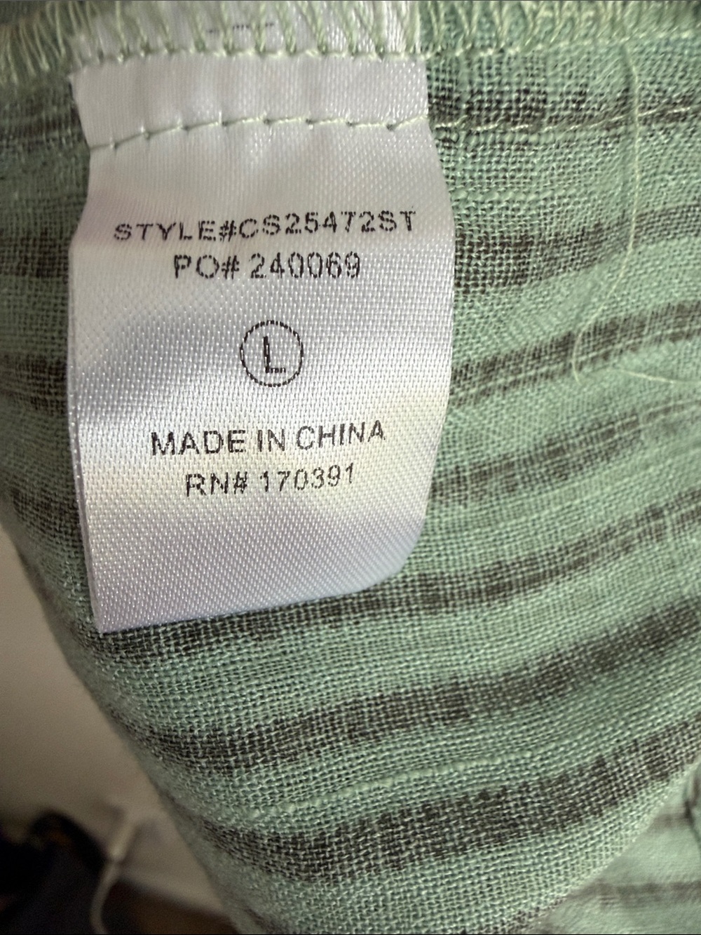 Smocked Ruffle Striped Tank Top - Sage/Teal Green with Charcoal Stripes - Picture 10 of 11